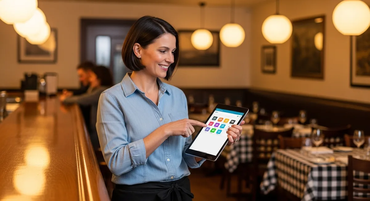 Restaurant owner with modern POS